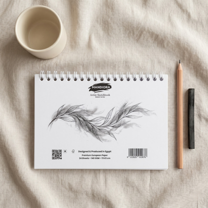 Mandiora دفتر اسكتش 17 × 12 سم – عرضى – 140 جرام (للرسم)