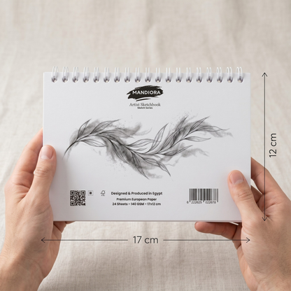 Mandiora دفتر اسكتش 17 × 12 سم – عرضى – 140 جرام (للرسم)