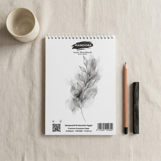 Mandiora دفتر اسكتش 17 × 24 سم – طولى– 140 جرام (للرسم)