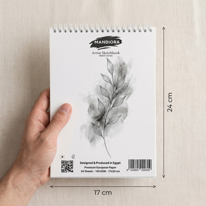 Mandiora دفتر اسكتش 17 × 24 سم – طولى– 140 جرام (للرسم)
