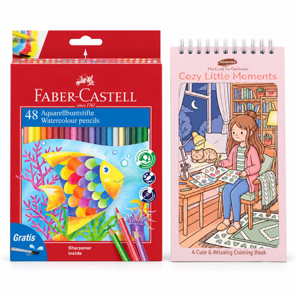 Mandiora Cozy Little Moments & Faber-Castell Watercolour Pencils Bundle