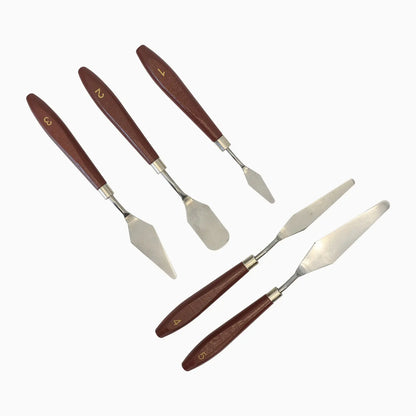 Artist Palette Knives Set - 5 Pieces (Wooden Handle)