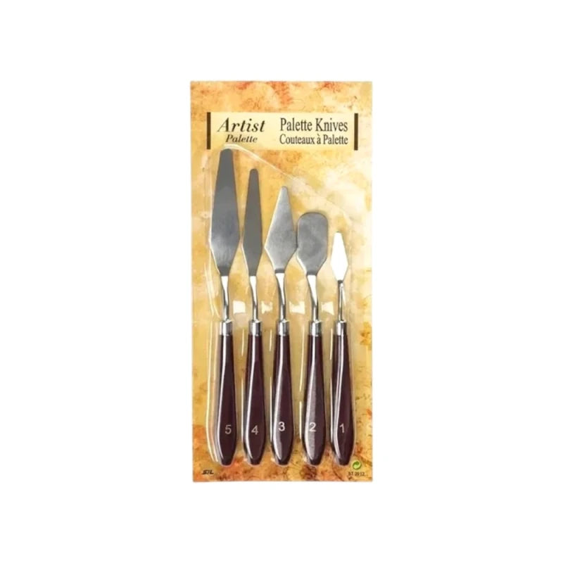 Artist Palette Knives Set - 5 Pieces (Wooden Handle)