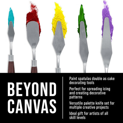 Artist Palette Knives Set - 5 Pieces (Wooden Handle)