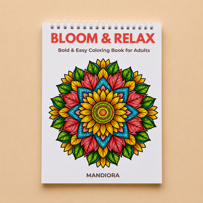 Bloom & Relax | كتاب تلوين وردي للاسترخاء بتصميمات سهلة | مانديورا