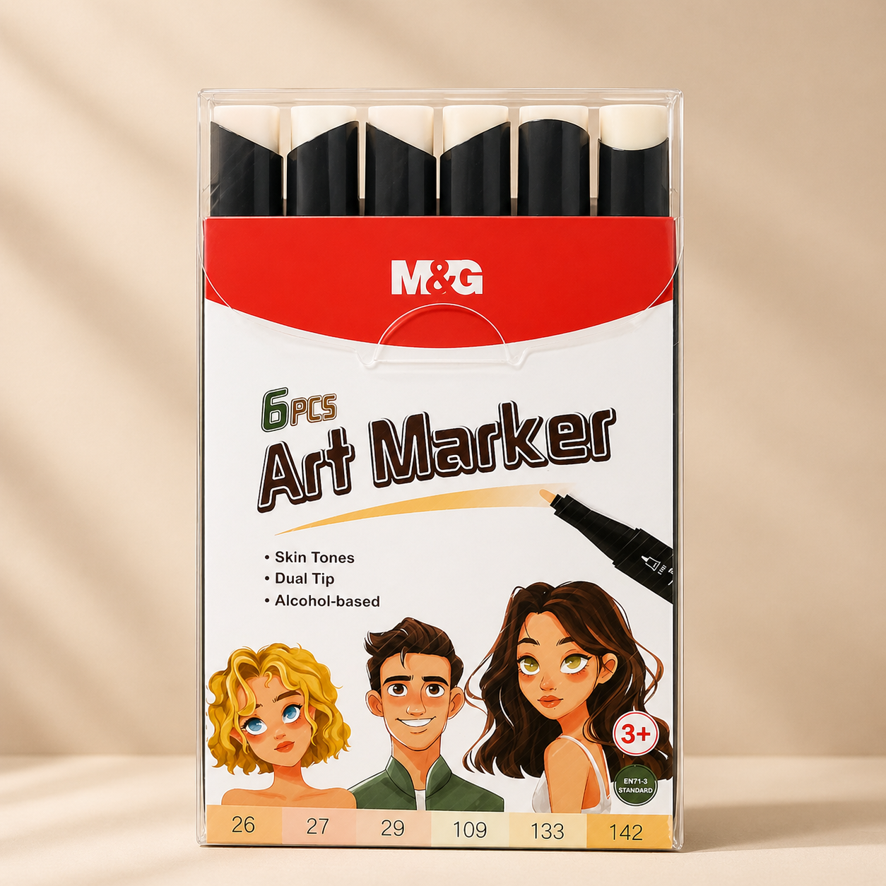 M&G Art Marker Set – 6 Skin Tone Colors Dual Tip Alcohol-Based | APM49727