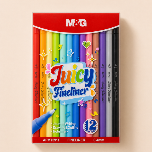 طقم أقلام فاین لاينر M&G Juicy – 12 لون رأس دقيق 0.4 مم | APMT5911