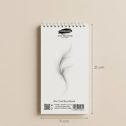 Mandiora كراسة رسم Dot Grid 120 جرام 11×21 سم | اسكتش احترافي
