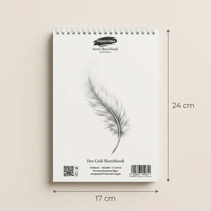 Mandiora كراسة رسم Dot Grid 140 جرام 17×24 سم | اسكتش احترافي