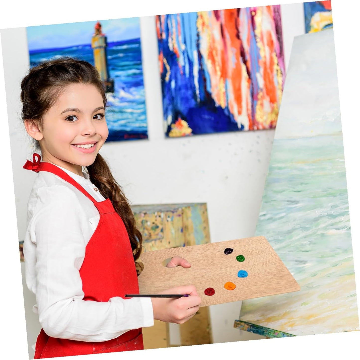 باليت رسم خشبي مستطيل 30 × 20 سم | لوحة مزج ألوان احترافية