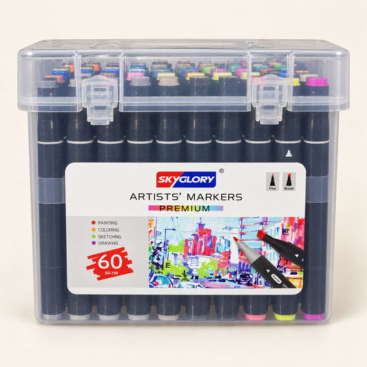 Skyglory Artists’ Markers Premium | ماركر فني 60 لون | طرفين Fine & Broad | SG-759
