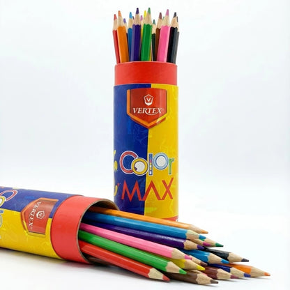 Vertex Color Max | ألوان خشبية 24 لون علبة أسطوانية