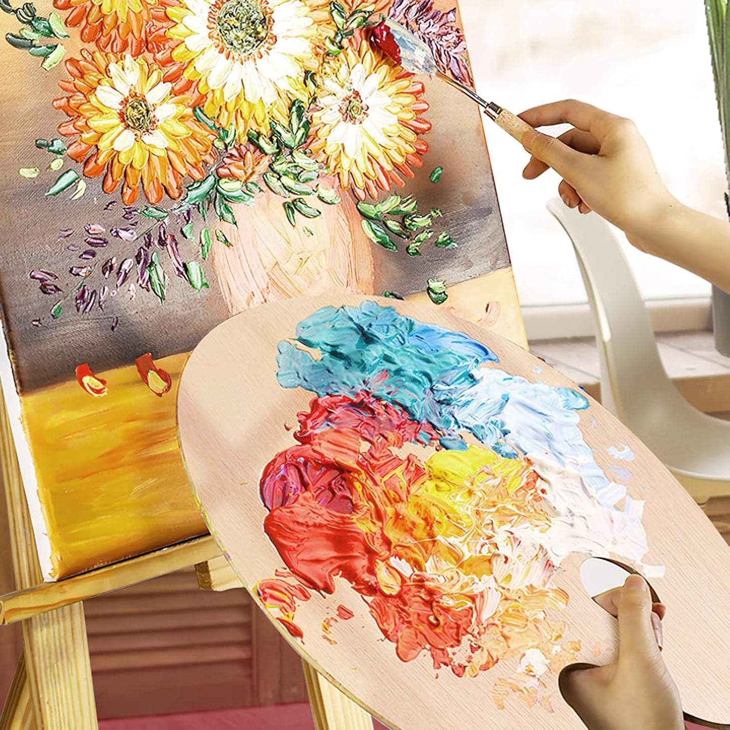 Wooden Artist Paint Palette 30 × 20 cm | Oval Painting Palette